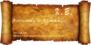 Korcsmár Bianka névjegykártya